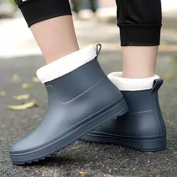 Модные мужские водонепроницаемые ботинки 2024 года с мягкой подошвой, короткие повседневные низкие сапоги для рыбалки, модные нескользящие износостойкие сапоги из ПВХ для рыбалки 39 чёрный