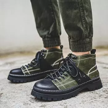 Модные мужские высокие ботинки из натуральной кожи, модные уличные мотоциклетные ботинки с защитой от скольжения, прочные зимние ботинки для людей, тактическая обувь 38 коричневый