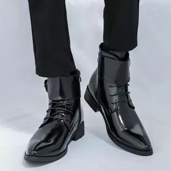 Модные мужские высокие кожаные ботинки, новый модный дизайнерский стиль, повседневная мода, вечеринка, отдых, бизнес, отдых, мужские мотоциклетные ботинки 38 коричневый