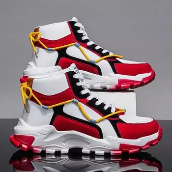 модные мужские высокие модные кожаные кроссовки трендовые горячие продажи удобная мужская повседневная обувь для отдыха на открытом воздухе нескользящая дышащая мужская обувь 39