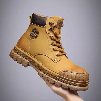 Модные мужские высокие мотоциклетные ботинки в британском стиле, натуральная кожа, высокие короткие ботинки, теплая плюшевая меховая зимняя обувь, прогулочная обувь 39