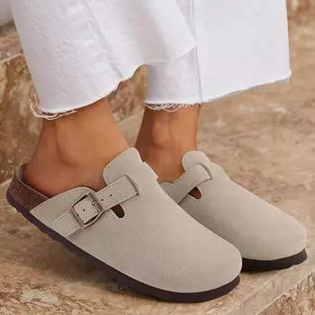 Модные мужские замшевые башмаки Comwarm, кожаные мюли, пробковая стелька, женские классические плоские тапочки из пробки с поддержкой свода стопы, обувь Baotou 36