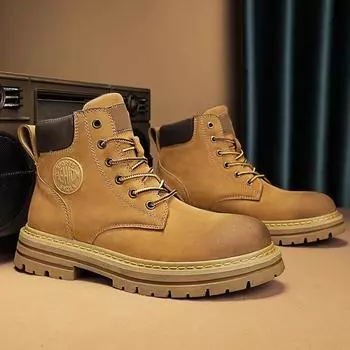 Модные мужские зимние ботинки для снега, мужская хлопковая обувь, модные ковбойские ботинки на платформе для мужчин, повседневные мужские тактические ботинки 6 чёрный