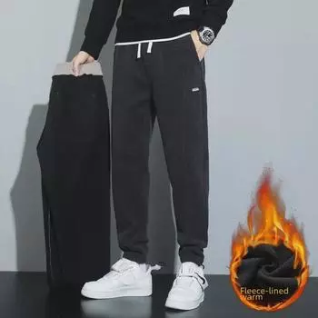 Модные мужские зимние брюки с флисовой подкладкой — универсальные, удобные, повседневные брюки с манжетами Nine-Point XXL (160 lbs)
