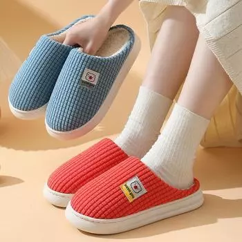 Модные мужские зимние хлопковые тапочки, теплые толстые подошвы без каблука, покрытые волосами, полутапочки для женщин и мужчин, удобные нескользящие тапочки для дома 36-37 красный