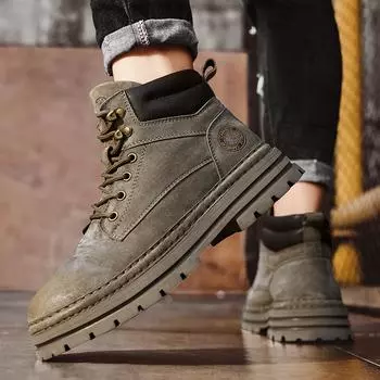 Модные мужские зимние плюшевые зимние ботинки из коровьей замши зимние мужские ботинки челси модная обувь винтажные мотоциклетные ботинки теплая зимняя обувь 38