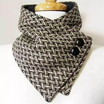 Модные мужские зимние пуговицы с принтом, мягкая накидка, повседневные теплые шарфы, шали, шарф One Size коричневый