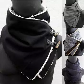 Модные мужские зимние пуговицы с принтом, мягкая накидка, повседневные теплые шарфы, шали, шарф One Size чёрный