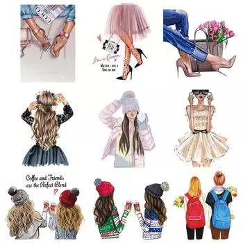 Модные нашивки для одежды для мамы и ребенка для девочек, термонаклейки с утюгом для мамы и ребенка, моющиеся термопереносные термонаклейки с узором для мамы и ребенка 5.8x7cm