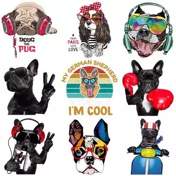 Модные нашивки с изображением щенка для одежды, сделай сам, термонаклейки, моющиеся аксессуары для теплопередачи, наклейки в полоску, нашивки, значки 6.2x8cm