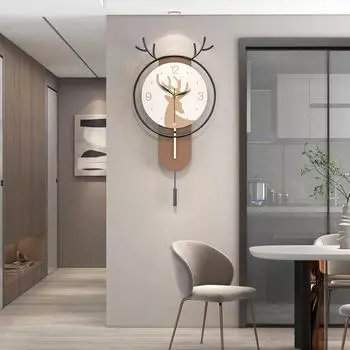 Модные настенные часы в виде рогов оленя в скандинавском стиле для гостиной, персонализированные креативные настенные часы для дома, современные простые часы