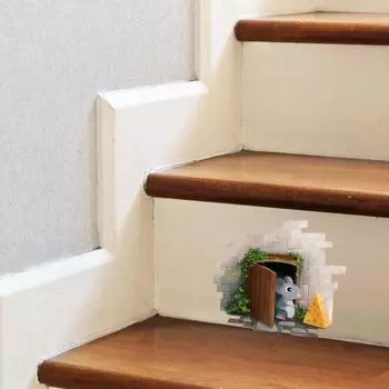 Модные настенные наклейки, съемные украшения, липкая наклейка с мышью на лестнице