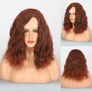 Модные натуральные вьющиеся парики для женщин, Омбре, коричневый, блондин, термостойкие волосы, женский синтетический парик для повседневного использования, костюм для вечеринки золотисто-коричневый