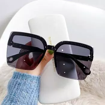 Модные негабаритные квадратные солнцезащитные очки без оправы, женские солнцезащитные очки для уличного вождения UV4, люксовый бренд, дизайнерские очки Other