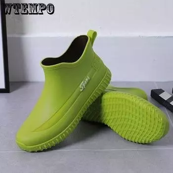 Модные непромокаемые туфли с коротким стволом. Мужская противоскользящая водонепроницаемая обувь. Кухонная резиновая обувь. 40 чёрный