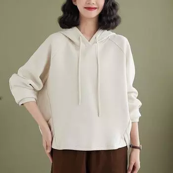 Модные нерегулярные толстовки с капюшоном, однотонные, художественные, повседневные, свободные, для похудения, с капюшоном, пальто для женщин L абрикосовый