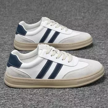 Модные нескользящие кроссовки для ходьбы, мужские модные кроссовки, мягкие, 2024, повседневная брендовая обувь для мужчин, обувь из натуральной кожи, мужская вулканизированная обувь 38 белый