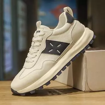 Модные нескользящие мужские кроссовки для бега, дышащие летние спортивные теннисные туфли, повседневные ультралегкие кроссовки, модные кроссовки для отдыха и прогулок 39 чёрный