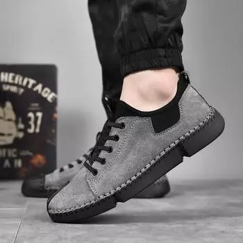 Модные нескользящие мужские повседневные туфли из мягкой кожи на плоской подошве для мужчин весна-лето-осень-зима мужские кроссовки для скейтбординга 38 чёрный