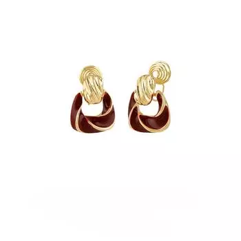 Модные нежные красные серьги-клипсы от комаров, без пирсинга, женские