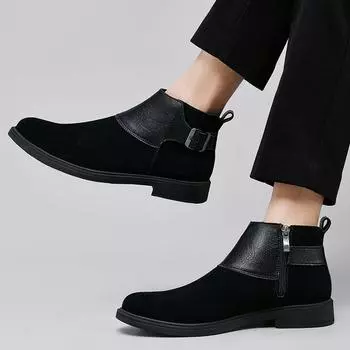 Модные низкие ботинки для активного отдыха, зимние меховые теплые мужские ботинки «Челси», замшевые ботинки ручной работы в винтажном стиле с подошвой Tendon, рабочие ботинки 37