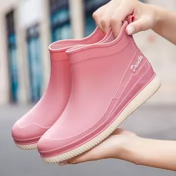 Модные низкие резиновые туфли для женщин, короткие резиновые водонепроницаемые туфли для взрослых, для работы на кухне, математики, студентов, резиновая обувь для женщин 36