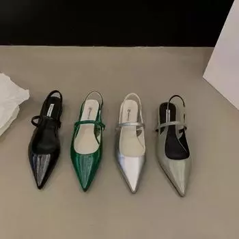 Модные низкие сандалии женские кожаные женские бежевые туфли женские 2024 ремешок на щиколотке неглубокие перекрещивающиеся летние каблуки на низком каблуке черные новые Ou 35 серебряный