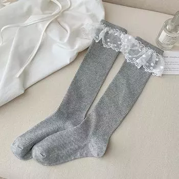Модные носки для женщин длинные новые однотонные японские гольфы леди дышащие кружевные преппи стиль чулки для девочек высокое качество One Size