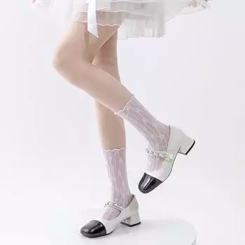 Модные носки для женщин Милые цветочные Белые Ретро кружевные Девичьи Сладкие носки Сетка Простые Женские Повседневные Сладкие Дышащие Носки Женские size eur 34-42