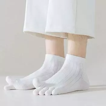 Модные носки до колена с пятью пальцами для мужчин, однотонные полосатые носки для телят, весна-лето, впитывающие пот, носки с раздельными пальцами, 5 пальцев One Size