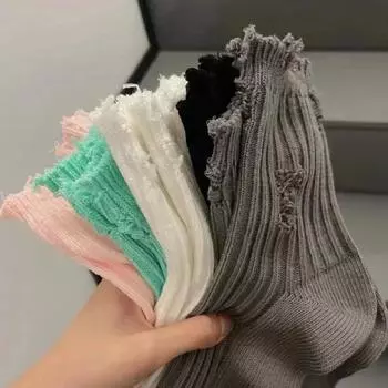 Модные носки Harajuku Street, носки Broken Hole Beggar Medium Tube, осенне-зимние хлопковые ворсовые носки, хип-хоп, скейтборд, хлопковые носки 34-39 EUR