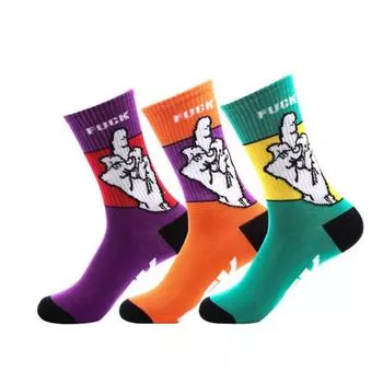 Модные носки, классные хлопковые носки с рисунком алфавита, мужские носки для скейтбординга и хип-хопа One size