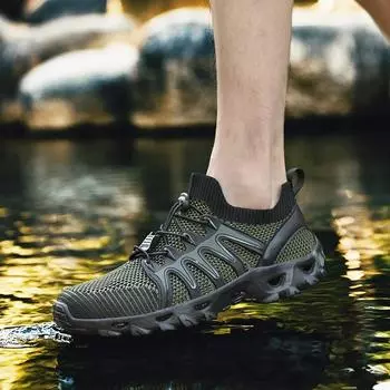 Модные новые 2024 года многофункциональные кроссовки для ходьбы на открытом воздухе, легкие дышащие унисекс для мужчин и женщин, пляжные кроссовки, мягкие кроссовки, размер 36-47 36(23.0CM) серый