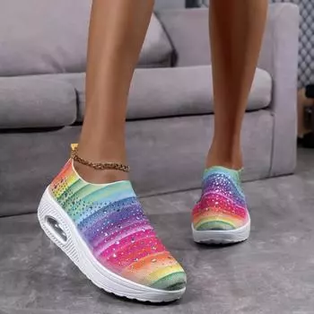 Модные новые большие размеры женские модные туфли на воздушной подушке из ткани для полетов, спортивная повседневная обувь, нескользящая одежда, удобная и все такое 36