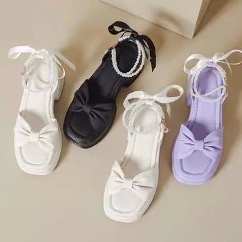 Модные новые босоножки на толстой подошве для женщин, летние босоножки на толстом каблуке в стиле феи, размер плюс 40 35 фиолетовый