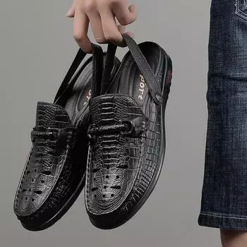 Модные новые черные пляжные сандалии из натуральной кожи, летние, полупрозрачные, мужские, повседневные, на плоской подошве, модные сандалии, нескользящие тапочки высшего качества 37