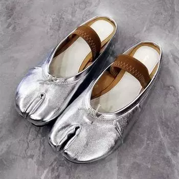 Модные новые дизайнерские туфли-мюли на плоской подошве с разрезным носком, женские осенние модные серебряные повседневные легкие удобные мокасины с эластичным ремешком, элегантные туфли Мэри Джейн 35 серебряный