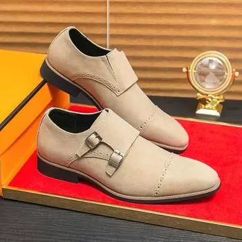 Модные новые дизайнерские туфли с двойной пряжкой для мужчин, деловая повседневная обувь, замшевые туфли больших размеров для мужчин, свадебные формальные туфли 6