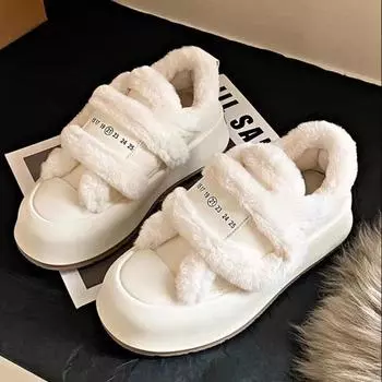 Модные новые дизайнерские зимние теплые хлопковые туфли для женщин, модные повседневные кожаные туфли на платформе класса люкс для женщин 35 чёрный