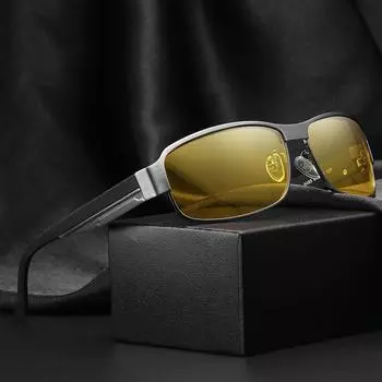 Модные новые дневные и ночные антибликовые поляризационные солнцезащитные очки для вождения для мужчин, ночные блики, очки дальнего света для водителя UV400 серый