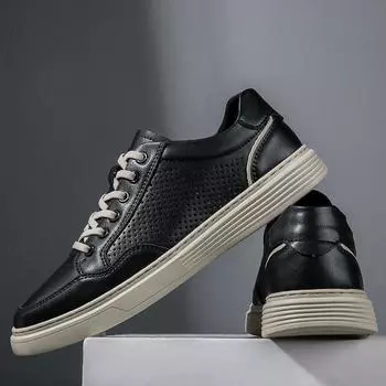 Модные новые дышащие мужские туфли, модные полые кроссовки для ходьбы, удобные итальянские повседневные туфли из натуральной кожи для скейтбординга 37