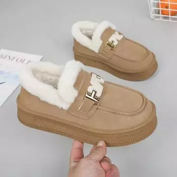 Модные новые хлопковые туфли женские зимние с начесом без застежек можно носить мягкие подошвы нескользящие ботинки на платформе zapatos de mujer кроссовки женские 36 коричневый