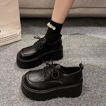 Модные новые износостойкие туфли для улицы 2024 года, высококачественные однотонные туфли для женщин, на шнуровке, на толстой подошве, женские туфли Zapatos Para Mujeres 35