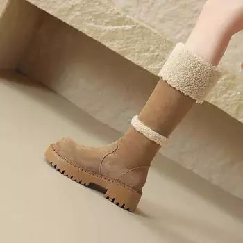 Модные новые износостойкие женские ботинки осень-зима 2024 года, горячая распродажа, модные туфли с круглым носком и боковой молнией для женщин Botines Muje 35 жёлтый