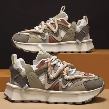 Модные новые изысканные мужские туфли на толстой подошве, модные повседневные туфли для активного отдыха, противоскользящие и износостойкие кроссовки для бега 39 серый