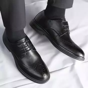 Модные новые классические мужские туфли в стиле ретро, формальные черные кожаные туфли, оксфорды на шнуровке для пожилых, свадебные, офисные, деловые, повседневные туфли для вождения 38 коричневый