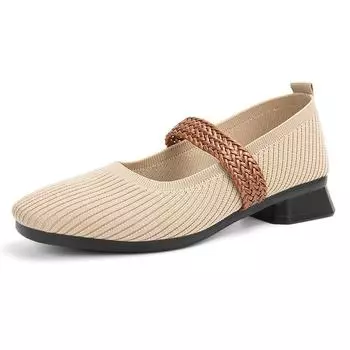 Модные новые корейские модные женские туфли в европейском и американском стиле в стиле ретро, повседневная обувь из полиуретана с мягкой подошвой mothere54 35 бежевый