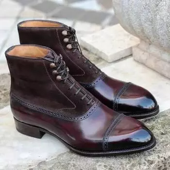Модные новые коричневые мужские короткие ботинки из флока со шнуровкой на щиколотке и ремешком на щиколотке, черные деловые ботинки ручной работы Botas De Hombre 38 чёрный