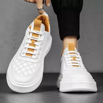 Модные новые кожаные мужские повседневные туфли высокого качества удобные кроссовки с мягкой подошвой классические прогулочные туфли на шнуровке для мужчин белые туфли Hombre 39 белый