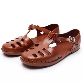 модные новые летние мужские сандалии для отдыха на открытом воздухе нескользящие пляжные плоские туфли для рыбалки повседневная обувь дышащие полые мужские сандалии мужские винтажные тапочки 39 коричневый